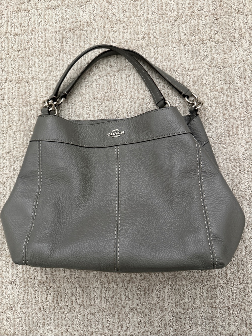 Coach Gray Pebbled Leather Shoulder Bag